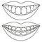 Line art black and white teeth aligning concept