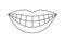 Line art black and white woman healthy smile