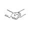 Line art closeup businessman handshake illustration vector isolated on white background