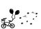 Line art drawing bicycle icon and woman