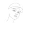 Line art drawing of young hipster girl in baseball cap, portrait of teen vector illustration