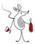 Line art of a drunk rat vector or color illustration