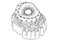 Line art of educational illustration of Nucleus consist of Chomatin, nuclear pore, nucleolus,nuclear membrane,endoplasmic reticulu