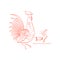 Line-art fantasy rooster