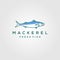 Line art fish mackerel logo hipster vintage label emblem vector seafood illustration