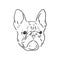 Line art of french bulldog with three difference of face