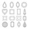 Line art gems, vector icons set. Diamonds and jewels linear illustration. Precious gemstones design elements