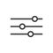 Line art icon of horizontal adjustment knobs