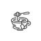 Line art icon of hot tea with natural honey in trendy flat style