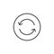 Line art icon of update arrows in the round frame