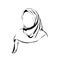 line art illustration of a Muslim woman complete with a graceful and beautiful headscarf