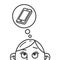 Line art illustration of a thought about a smartphone