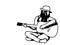 line art illustration of woman playing guitar sitting on the floor casually