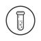 Line art laboratory beaker icon in the round frame