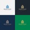 Line Art Luxury Elegant Arched Real Estate Business Palace Logo design vector template illustration. Arabic style architecture