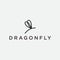 Line art Minimalist elegant Dragonfly wings logo design