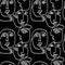Line art people, abstract faces seamless pattern texture