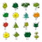 Line art polygonal trees vector icons