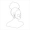 Line art portrait of African American woman with afro hairstyle. Continuous one line drawing woman face for logo, banner, print,