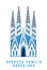 Line art Sagrada Familia Barcelona, famous Spain cathedral, vector illustration in flat style.