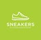 Line art sneaker shoe Logo Design vector Illustration on green background