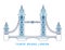 Line art Tower Bridge, England, symbol of London, European famous sight, vector illustration in flat style.