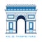 Line art Triumphal Arch, Arc de Triomphe, Paris, European famous monument, vector illustration in flat style.