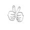 Line art two thumbs up with smiling face illustration vector hand drawn isolated on white background