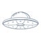 Line Art UFO vector Illustration. Flying saucer outline icon. Spacecraft sketch template for logo, emblem, Web design