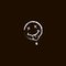 Line art vector chalked emoticon smiling dead face with tongue hanging out on black background