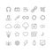 Line art vector flat graphical set of mobile interface app icons