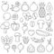 Line art vector graphical fancy set of fruit and vegetable
