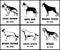 Line art vector illustration of various dogs