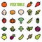 Line Art Vegetable Icon for Web and Mobile Graphic Set