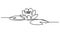 Line art water lily. Minimal lotus with leaves. Logo for beauty products, spa salon