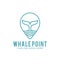 Line art whale point logo vector design template element. pointer, direction, location, navigation and whale symbol icon