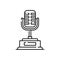 Line award trophy icon, microphone music prize