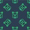 Line Beaver animal icon isolated seamless pattern on blue background. Vector