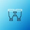 Line Binoculars icon isolated on blue background. Find software sign. Spy equipment symbol. Colorful outline concept