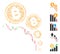 Line Bitcoin Deflation Chart Icon Vector Collage