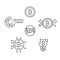 Line bitcoin illstrations set on white background