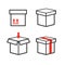 Line box icons. Box icon, package box, container linear box, packaging and delivery box