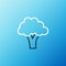Line Broccoli icon isolated on blue background. Colorful outline concept. Vector