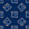 Line Browser window icon isolated seamless pattern on blue background. Vector