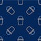 Line Bucket icon isolated seamless pattern on blue background. Cleaning service concept. Vector