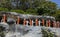 A line of Buddhist monk statues at the Golden Temple at Dambulla, Sri Lanka.