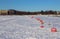 Line of Buoys in the Frozen Baltic Sea, Helsinki, Finland.