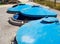 Line of buried waste containers on the site for household waste