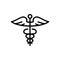 Line caduceus icon on white background