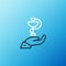 Line Caduceus snake medical symbol icon isolated on blue background. Medicine and health care. Emblem for drugstore or